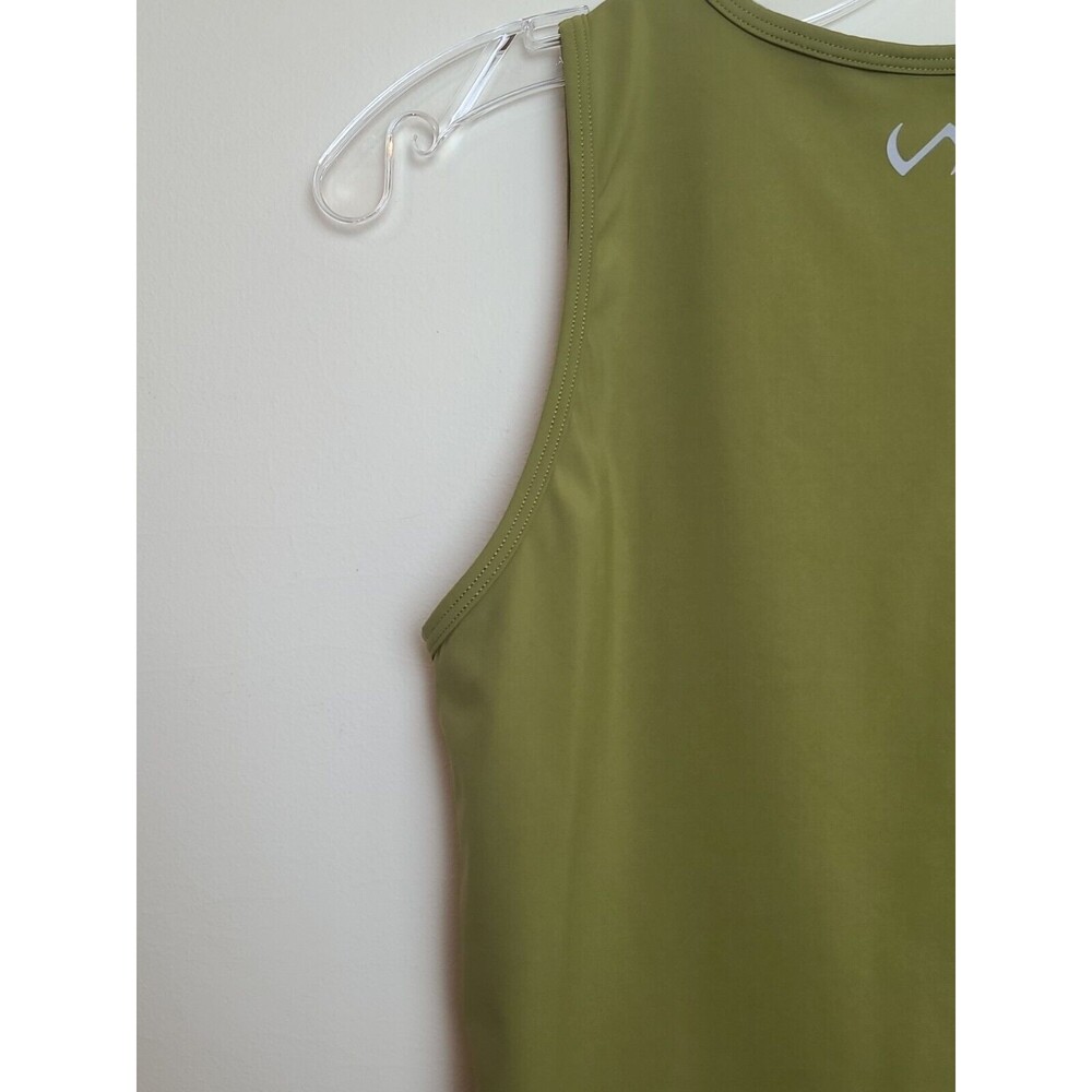 Tlf Womens Gym Crop Tank Top Green Scoop Neck Draped Stretch Medium - Picture 8 of 13